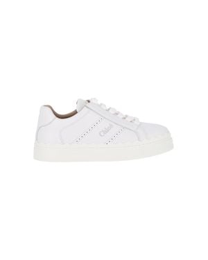 Chloé Leather & Cotton High-Top Sneakers For - White