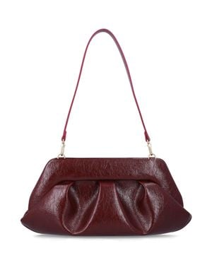 The Moire Crinkled Vegan Baguette Mini Handbag With Sculptural Gathered Shape - Purple