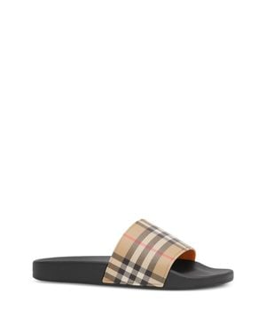 Burberry Check-Detail Mini Sandals - White