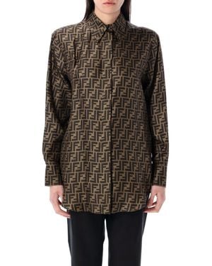 Fendi Ff Silk Shirt - Brown