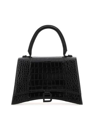 Balenciaga Hourglass Leather Handbag With Adjustable Shoulder Strap - Black