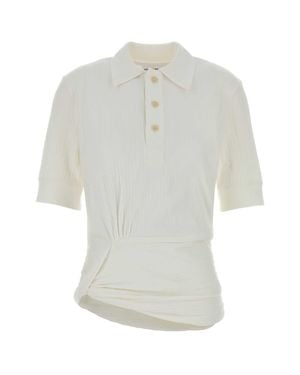 Victoria Beckham Stretch Cotton Polo Shirt - White