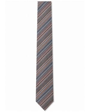 Missoni Style Silk Diagonal-Stripe Pointed Tip Adjustable Tie - White