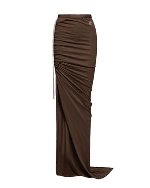 Moncler Rick Owens Long Gathered Skirt - Brown