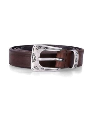 Mancini 1979 Embossed Leather Western Belt - Brown