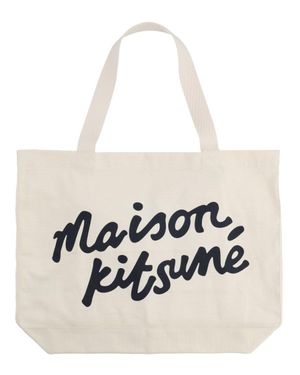 Maison Kitsuné Maison Kitsuné Borsa Tote Con Scritta - White