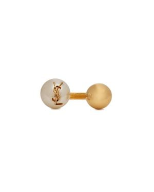 Saint Laurent Mini Plated Ring With Signature Accents - White