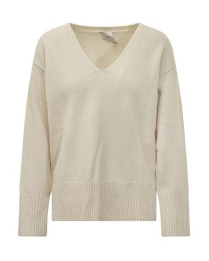 Calvin Klein Luxury Wool V-Neck Sweat - Natural