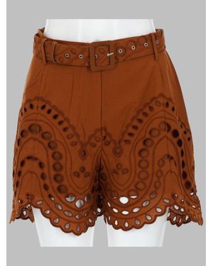 Charo Ruiz Dune High Waisted Scalloped Shorts - Brown