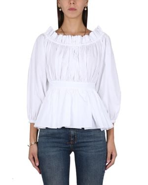 McQueen Off-Shoulder Cotton Blouse - White