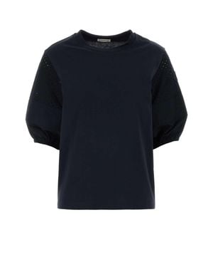Moncler Solid Crew Neck T-Shirt - Blue