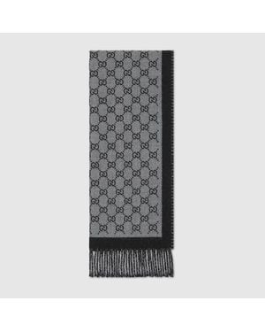 Gucci Gg Wool Scarf - Gray