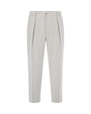 BRIGLIA Pleated Tapered Pants - Gray