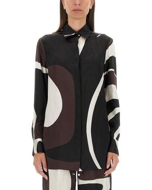 Kiton Abstract Pattern Silk Shirt - Black