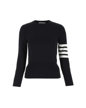 Thom Browne Pullover Punto Mitheno With Quattro Banof - Black