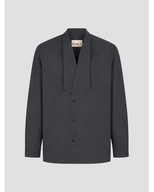Plan C Long-Sleeve Sheep Wool Woven Shirt - Gray