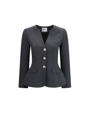 Self-Portrait Tailored Peplum Blazer With Jewel Buttons - Blue