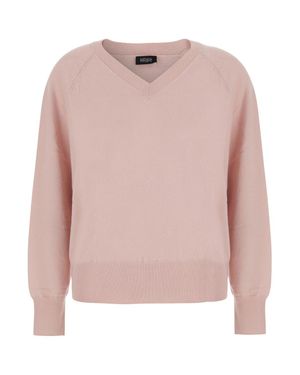 Le Plain V-Neck 12Gg Cashmere Sweater With Long Sleeves - Pink