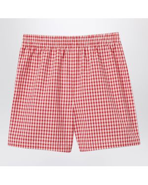 Gucci Inspired Checked Cotton Mini Shorts