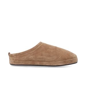 Balenciaga Suede Slip-On Slippers With Shearling Lining - Brown