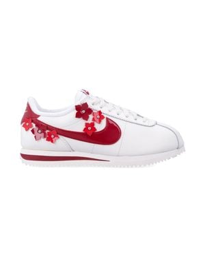 Nike Florette Floral Appliqué Lace-Up Mini-Cut Sneakers With Foam Midsole - Red