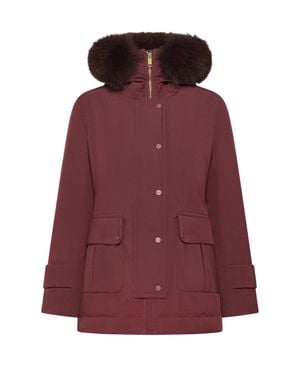 Peuterey Fur-Trim Hooded Parka - Purple