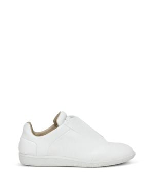 Maison Margiela 3 Cm Smooth Calfskin Leather Sneaker With Covered Lace-Up Closure - White