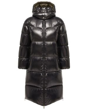 Moncler Nylon Quilted Down Coat With Detachable Adjustable Hood And Side Zip - Black