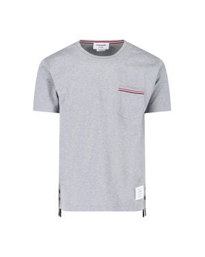 Thom Browne 100% Cotton Crewneck T-Shirt - Gray
