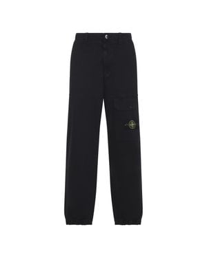 Stone Island Logo-Patch Loose-Fit Cargo Pants For - Blue