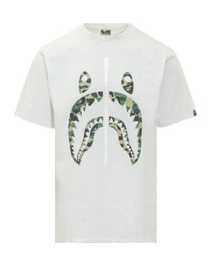 A Bathing Ape Camo Shark Graphic Tee M - White