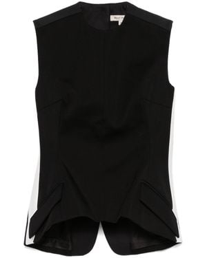 MERYLL ROGGE Sleeveless Twill Vest With Fitted Waist - Black