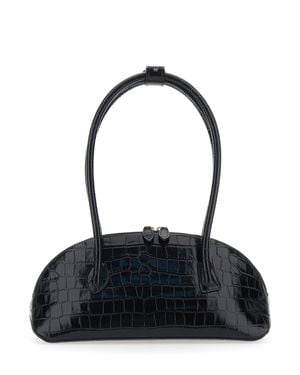 Liffner Ew Dome Crocodile-Effect Leather Shoulder Handbag With Round Top Handles And Double Zip, 34X16X12 Cm - Black