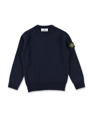 Stone Island Classic Knit Mini Sweater For Boys - Blue