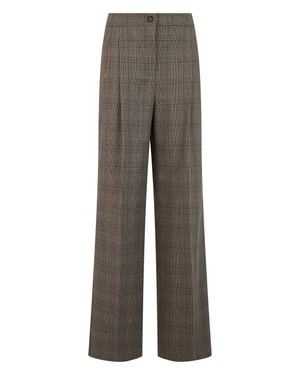 Pinko Checkered Wide-Leg Pants With Elastic Waist - Gray