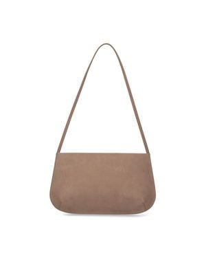 Faune Nubuck Leather Shoulder Bag - White