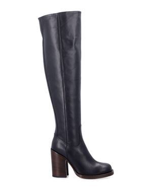Dries Van Noten Tall Leather Knee-High Boots - Blue