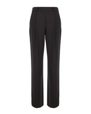 Twinset Stretch Viscose Blend Relaxed-Fit Pants With Elasticated Back Waist - Black