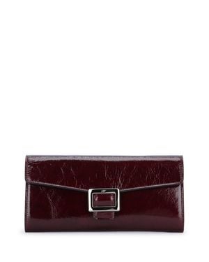 Roger Vivier Belle Vivier Dark Patent Leather Wallet With Chain - Purple
