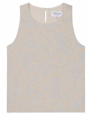 OSCAR THE COLLECTION Linen-Blend Rame Top - Natural