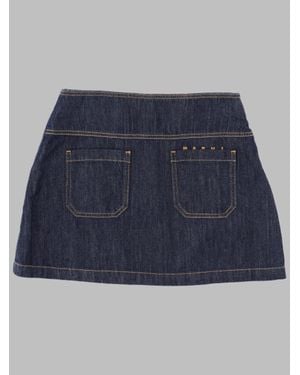 Marni Mini Cotton Skirt For Girls - Blue