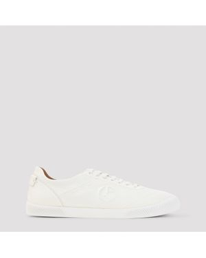 Giorgio Armani Embossed Logo Leather Sneakers - White