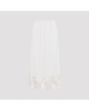 Alberta Ferretti Velvet Pencil Skirt - White