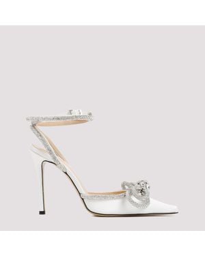 Mach & Mach Silk Double Bow High Heels - White