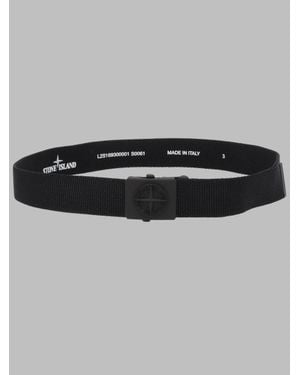 Stone Island Kids Web Belt With Logo Buckle - Black