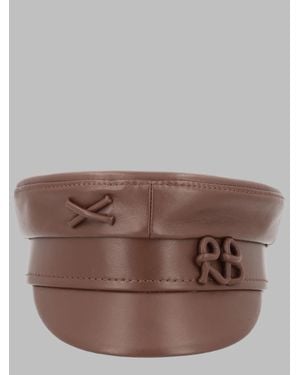 Ruslan Baginskiy Elegant Leather Hat - Brown