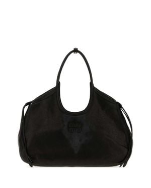 Miu Miu Nappa Leather Ivy Shopping Handbag, 40 Cm Width, 15 Cm Height, 19 Cm Depth, 22 Cm Handle Height - Black