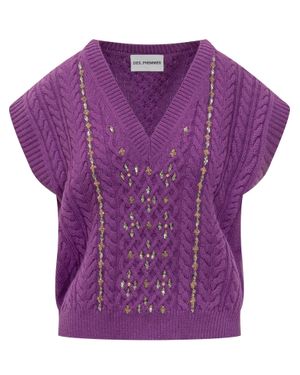 Des Phemmes Mini Gilet With Jewel Embellishment - Purple
