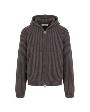 Our Legacy Ribbed Merino Wool Zip Hoodie - Gray