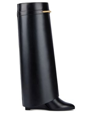 Givenchy Elegantly Sculpted Covered Wedge Heels - Black